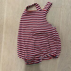 The Beaufort Bonnet Company Red and Blue Striped Romper